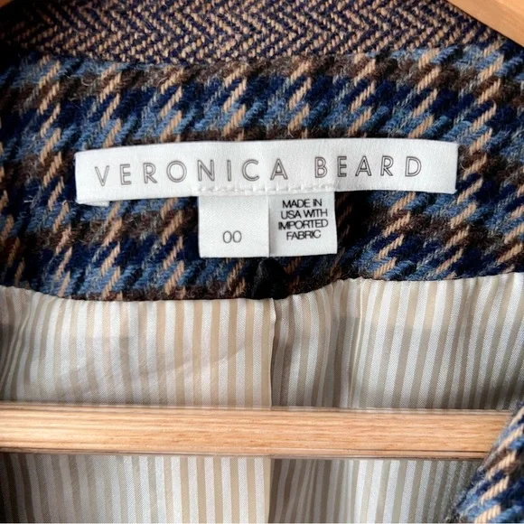 VERONICA BEARD | Faustine Dickey Houndstooth Mixed Media Jacket Blue Multi 00 - Picture 13 of 14